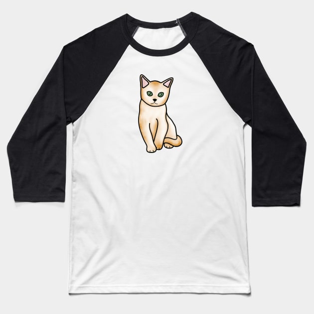 Orange Cat Baseball T-Shirt by Kelly Louise Art